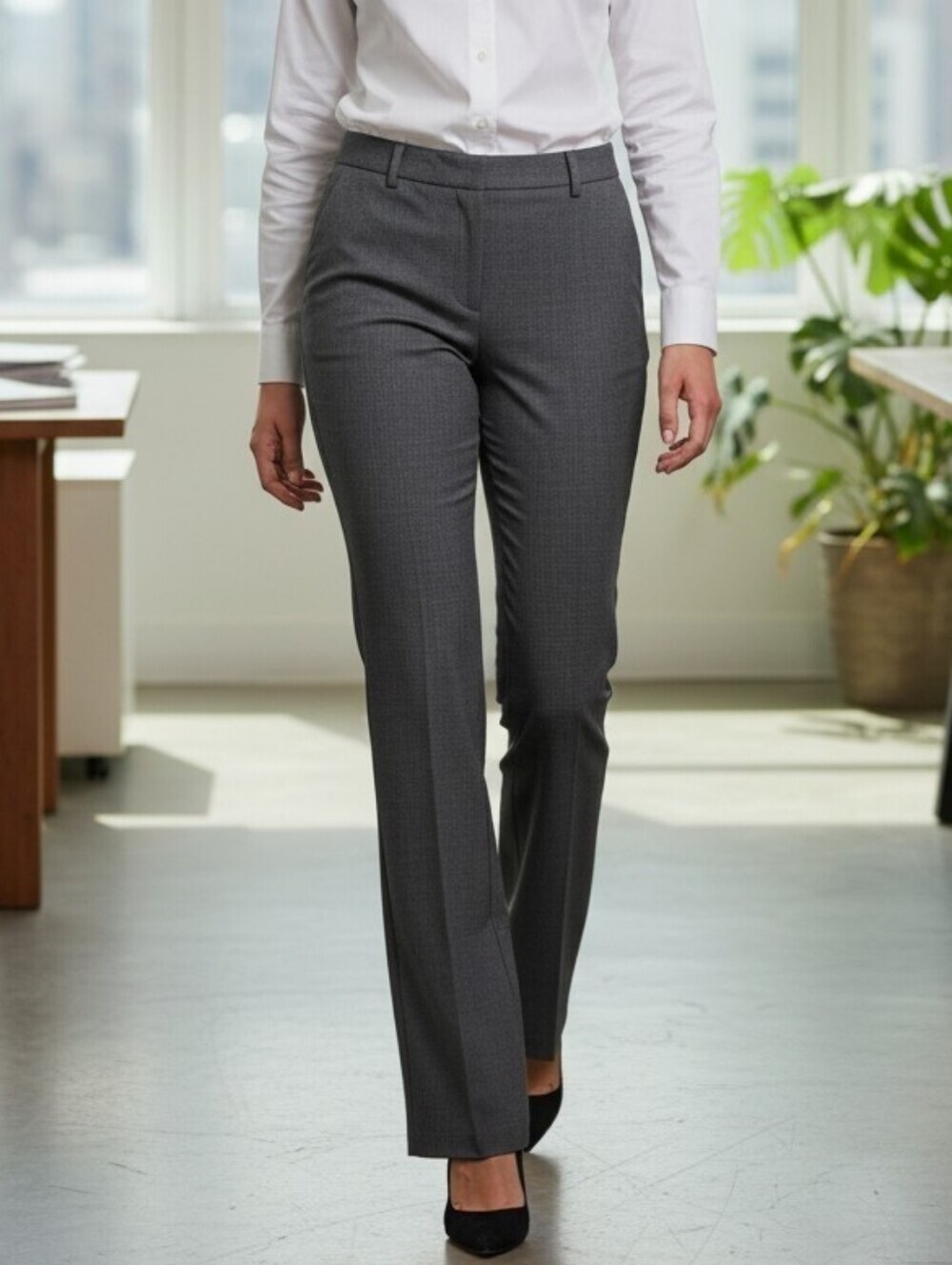 Worthington curvy fit straight leg gray dress pants